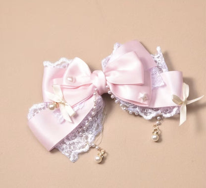 Pink Bows and Pearl Hairclip