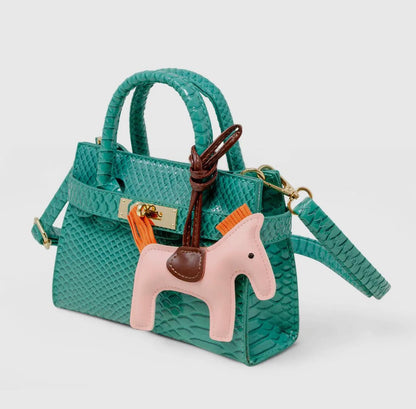 Vivid Crocodile Pony Handbag - Green