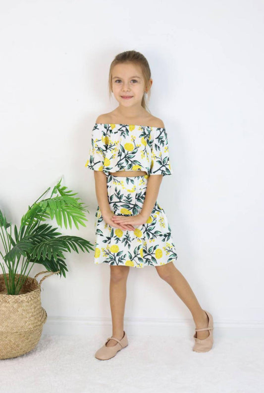 Girls Lemon Print 2 Piece Set