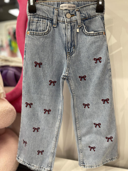 Girls Jeans With Red Bows