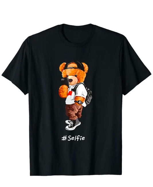 Teddy Bear Selfie Cotton Tshirt