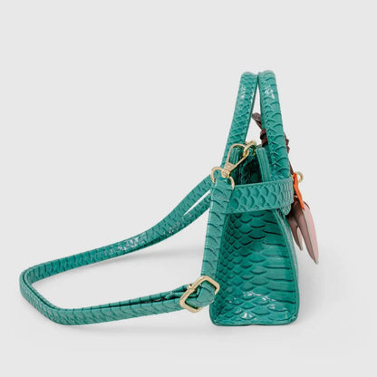 Vivid Crocodile Pony Handbag - Green