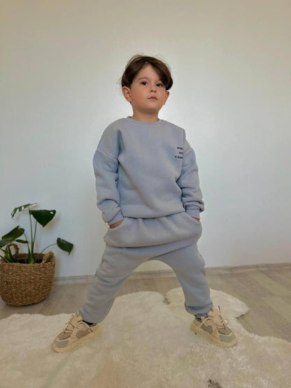 Boy Grey Sweatsuit - Dreams Need Courage