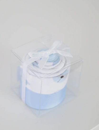 Baby Receiving Blanket & Sock Single Cupcake Gift - Bear