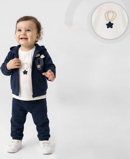 3 Piece Set - Navy Baby Boy Hot Air Balloon Set