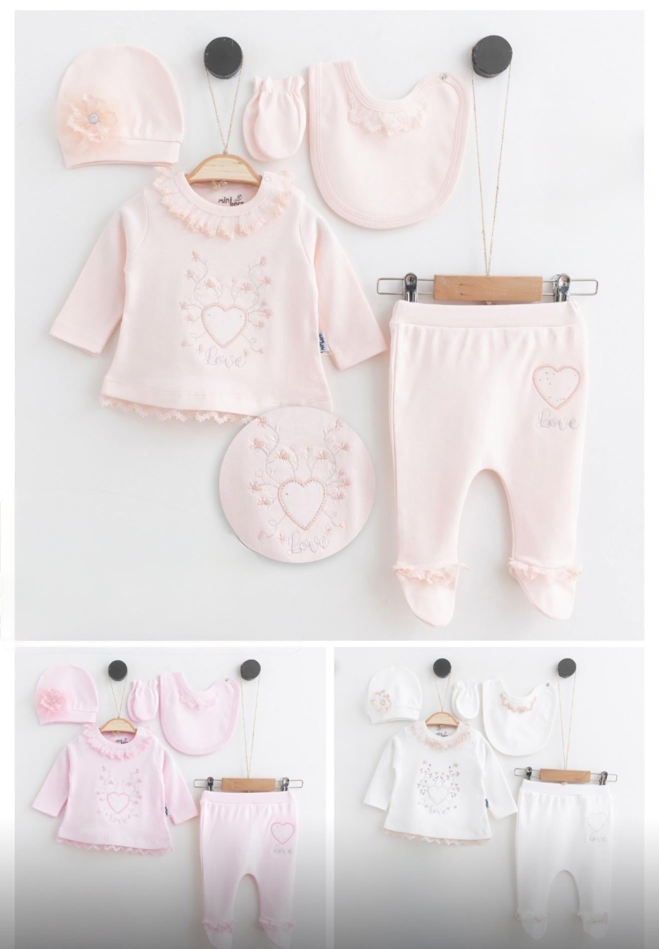 Baby Girl Miniborn Heart 5 Piece Set