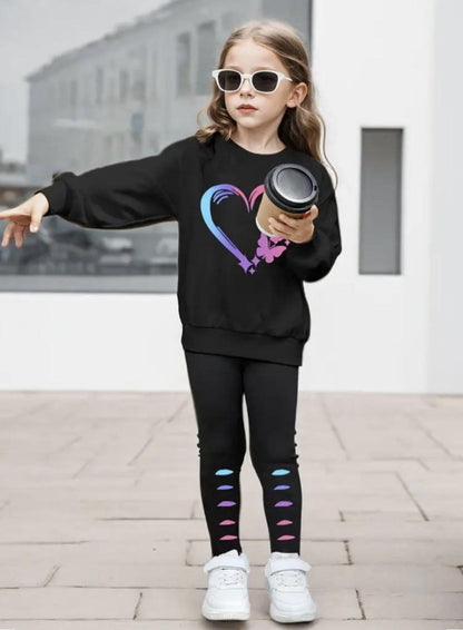 Black 2 Piece Long Sleeve top and Leggings Set