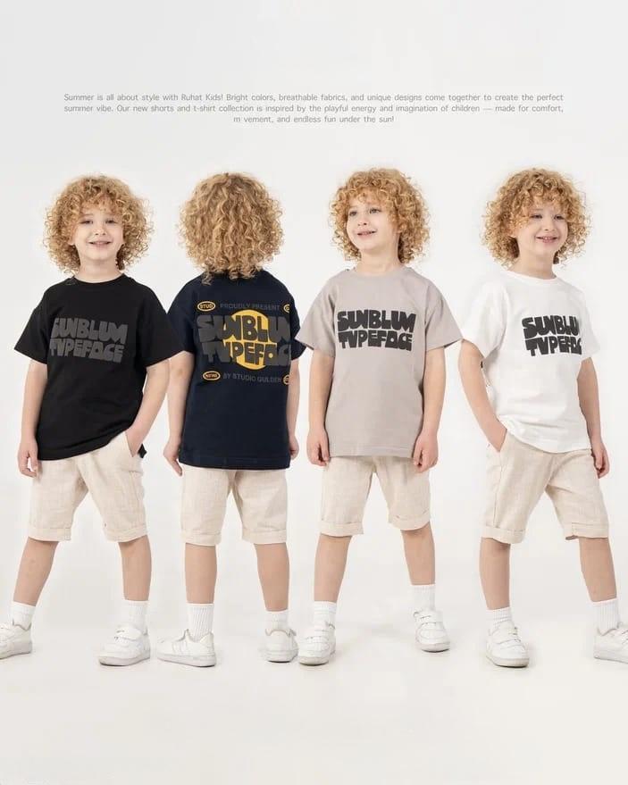 Boys Navy Sunbum Tshirt and Linnen Shorts Set