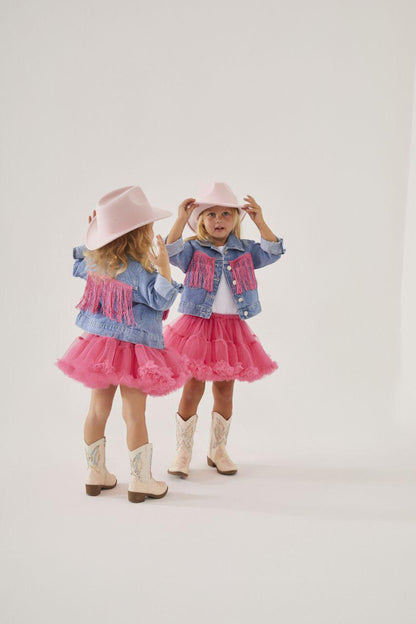 Girls Cowboy Tutu Skirt and Jean Jacket Set