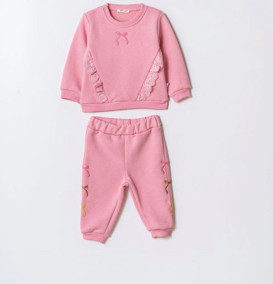 Baby Girl Pink Bow Tracksuit