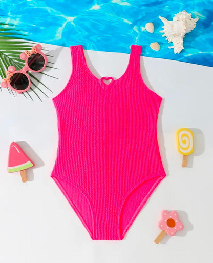 Fuchsia Heart Girls One Piece Swimsuit