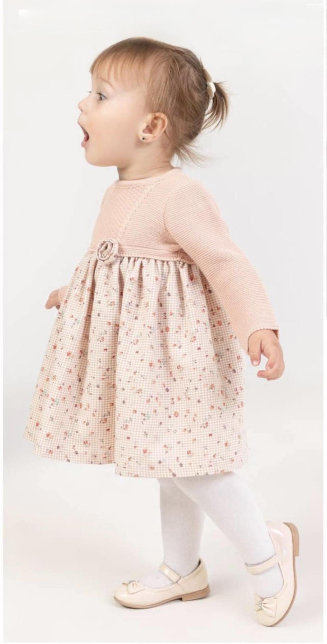 Babyrose Knit and Cotton Flower Dress