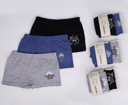 2 Piece Boys Cotton Boxers - Level Up
