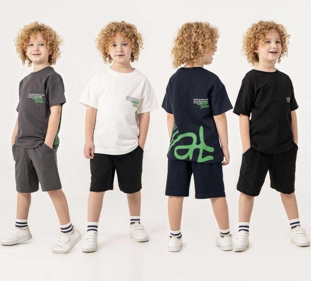 Boys Navy Set Shorts with Tshirt graffiti design