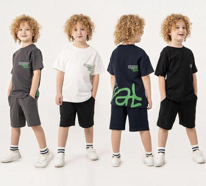 Boys Navy Set Shorts with Tshirt graffiti design