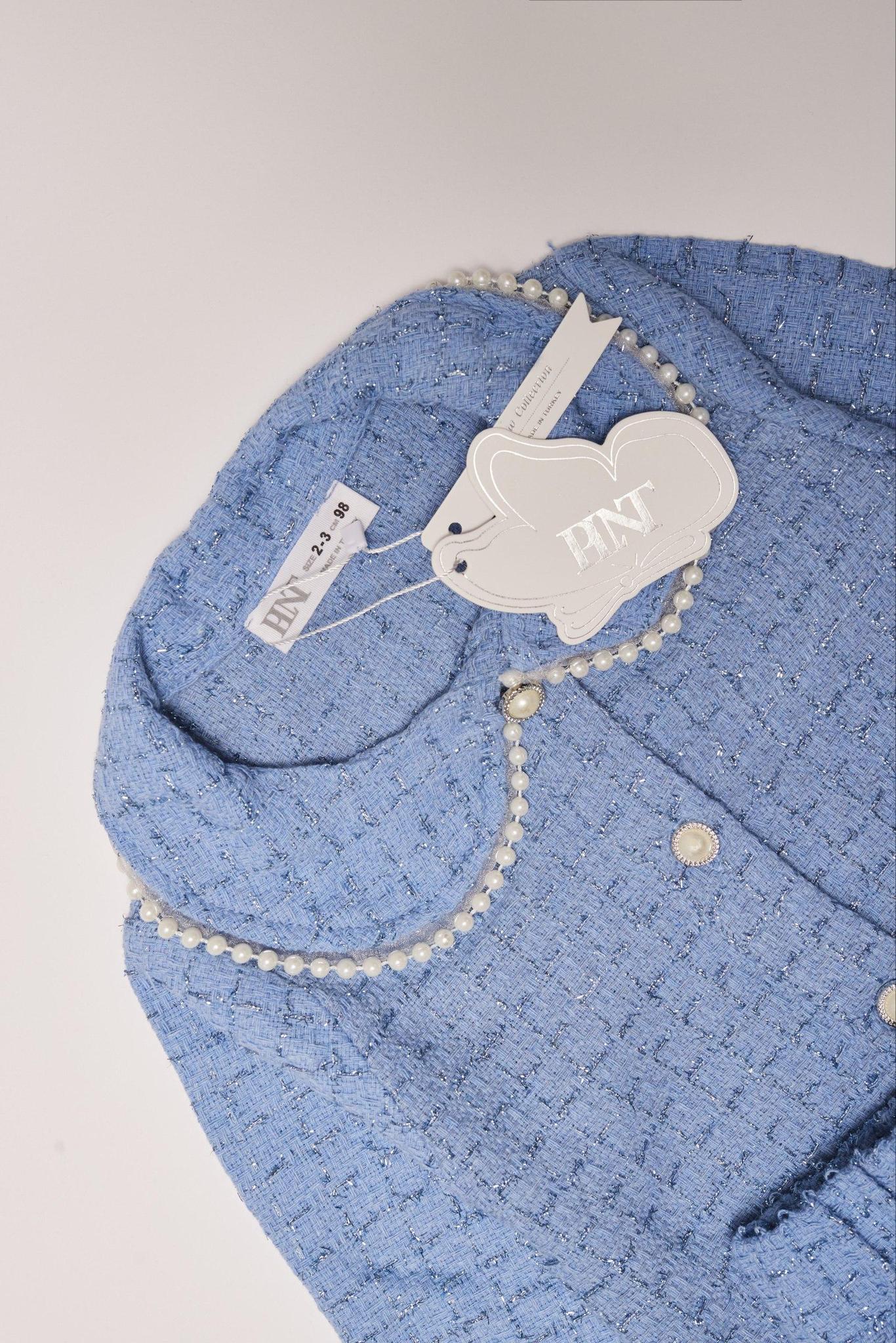 Classy Girls Light Blue Jacket with Skirt Set