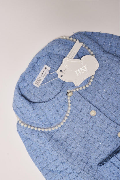 Classy Girls Light Blue Jacket with Skirt Set