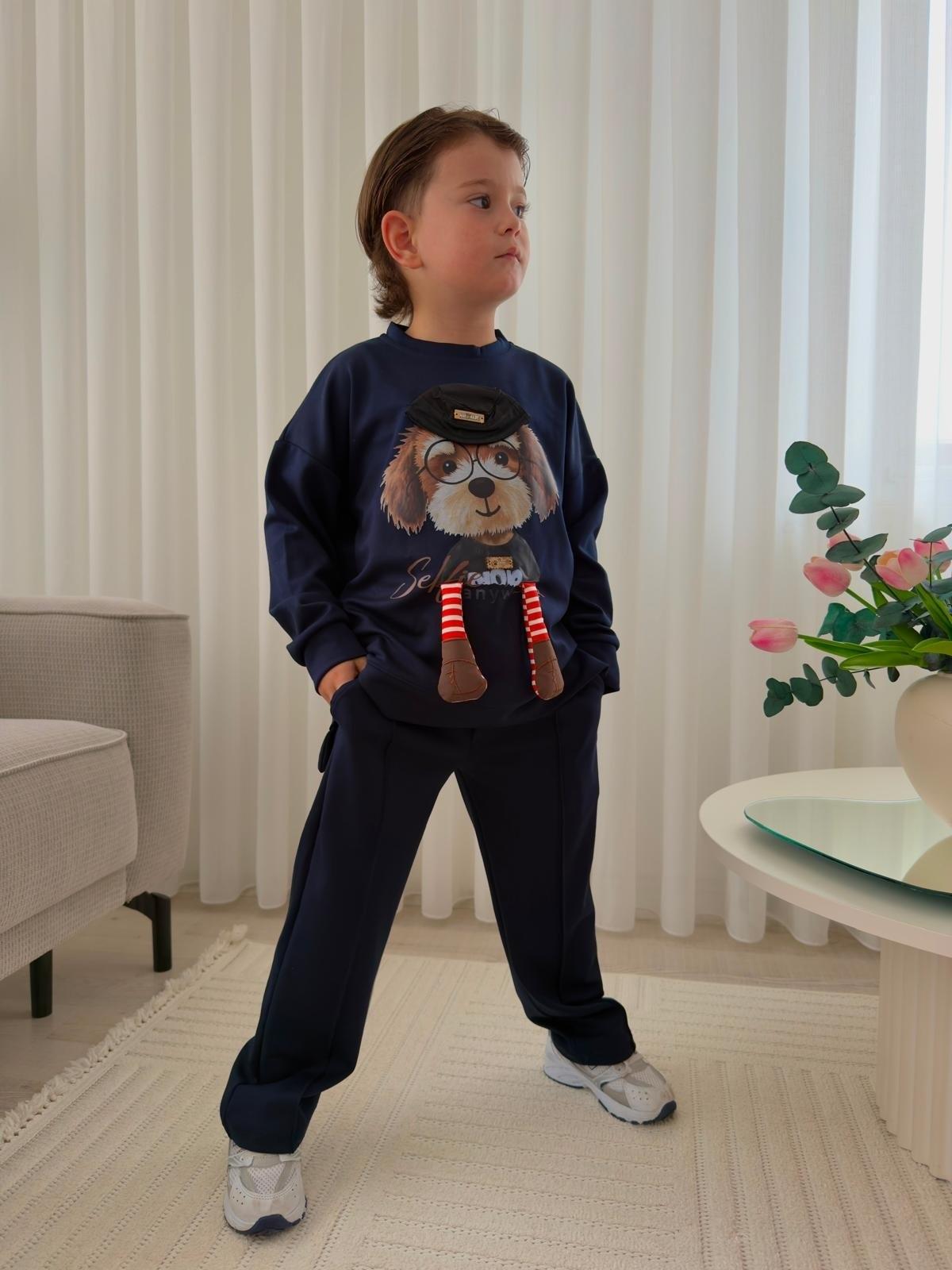 3D Dog Tracksuit - Navy