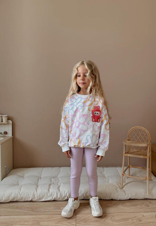 Labubu Flower Top with Leggings