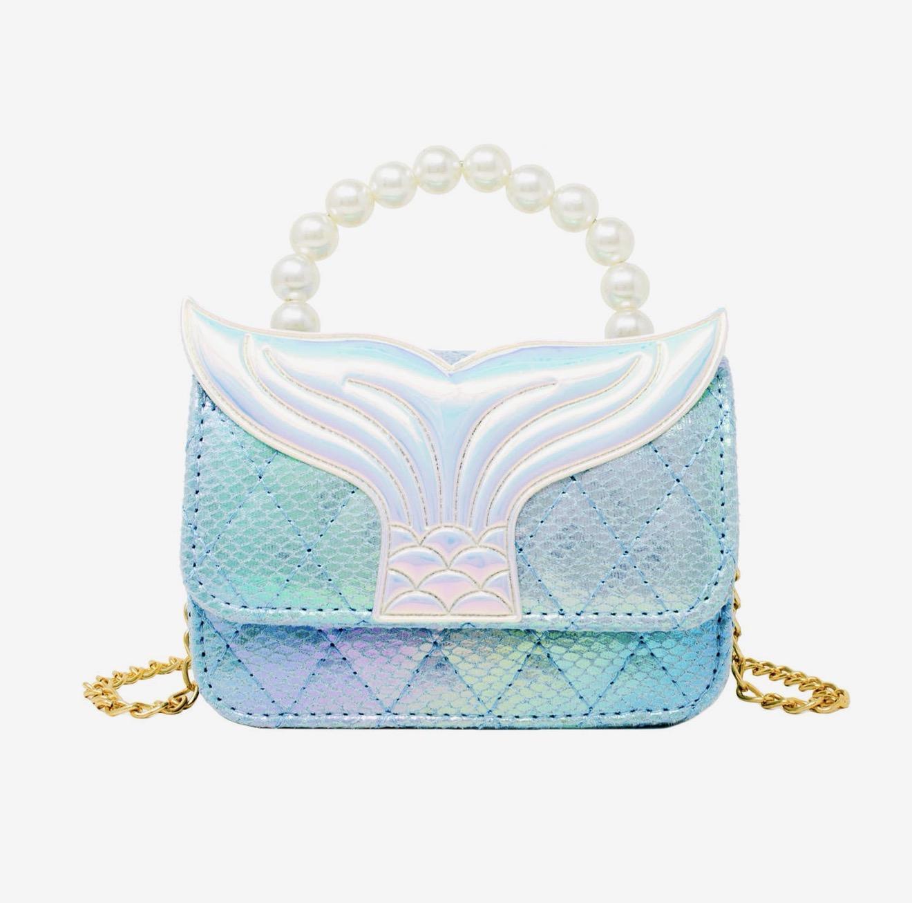 Mermaid Tail Pearl Hand Bag - Blue