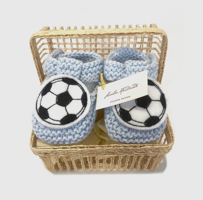 Blue Soccer Booties in Basket