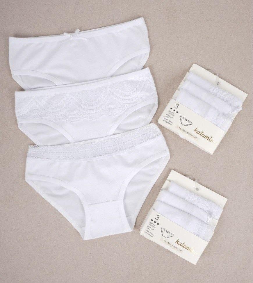 Girls - White 3 Pack Underwear